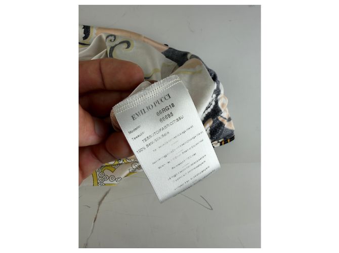 Emilio Pucci Vintage Pucci Seidenkleid Creme Schwarz Gelb XS - Ansicht 10