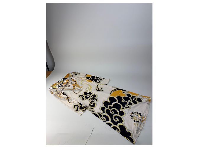 Emilio Pucci Vintage Pucci Seidenkleid Creme Schwarz Gelb XS - Ansicht 4