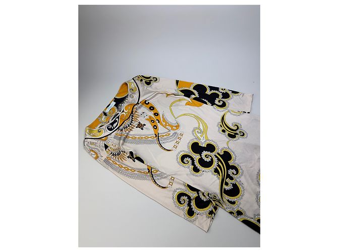 Emilio Pucci Vintage Pucci Seidenkleid Creme Schwarz Gelb XS - Ansicht 5