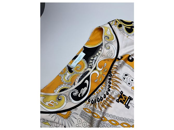 Emilio Pucci Vintage Pucci Seidenkleid Creme Schwarz Gelb XS - Ansicht 6