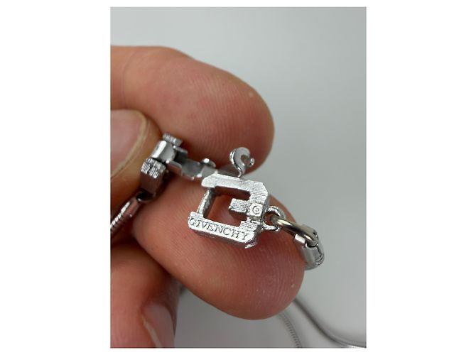 Collana con pendente logo Givenchy vintage argento nero - vista 13