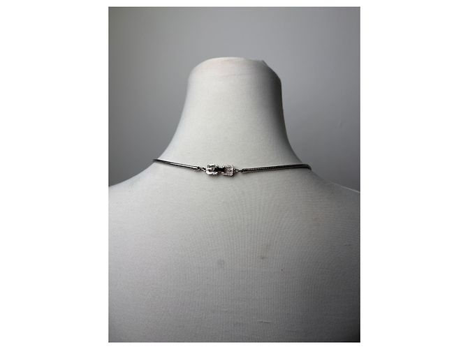 Collana con pendente logo Givenchy vintage argento nero - vista 4
