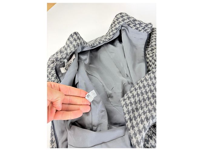 Chloé Vintage Chloe Kleid aus Wollmischung Hahnentritt Schwarz Weiß - Ansicht 12