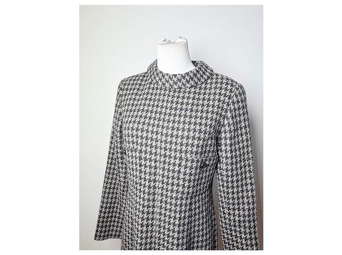 Chloé Vintage Chloe Kleid aus Wollmischung Hahnentritt Schwarz Weiß - Ansicht 14