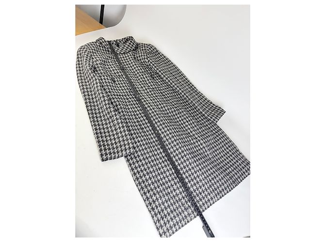 Chloé Vintage Chloe Kleid aus Wollmischung Hahnentritt Schwarz Weiß - Ansicht 7