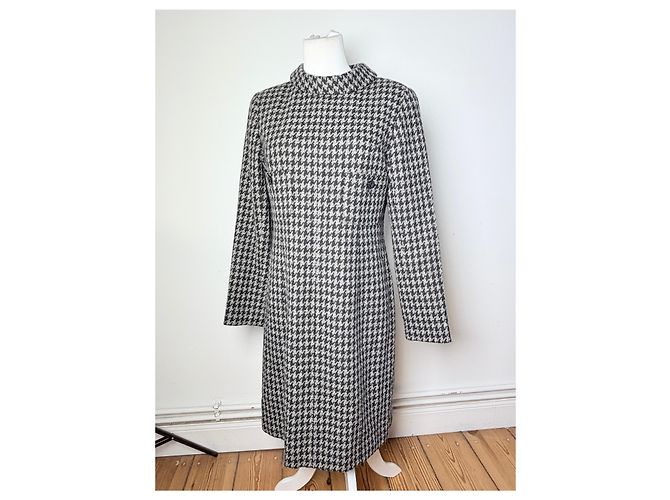 Chloé Vintage Chloe Kleid aus Wollmischung Hahnentritt Schwarz Weiß - Ansicht 9