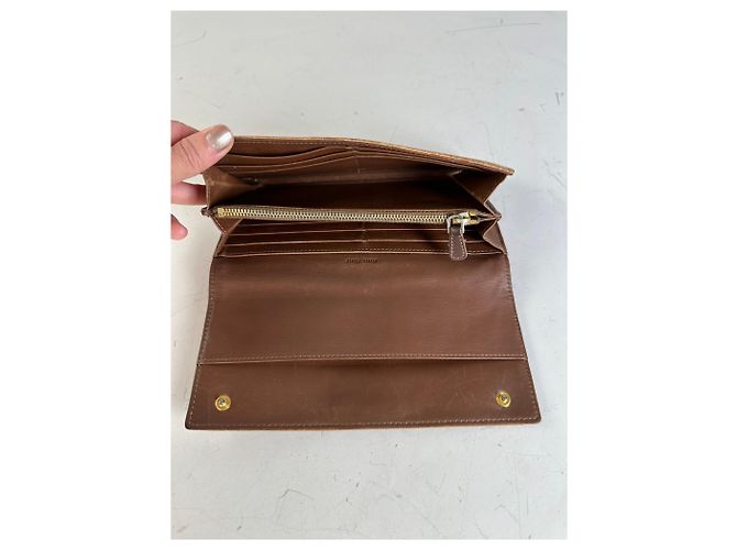 Vintage Miu Miu Crocodile-Embossed Leather Wallet Tan Camel - view 3
