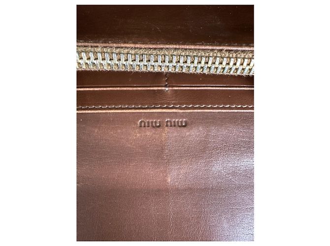 Vintage Miu Miu Crocodile-Embossed Leather Wallet Tan Camel - view 4