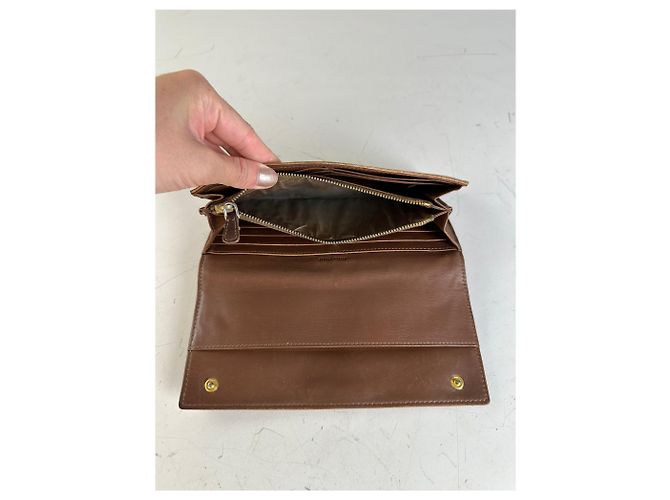 Vintage Miu Miu Crocodile-Embossed Leather Wallet Tan Camel - view 5