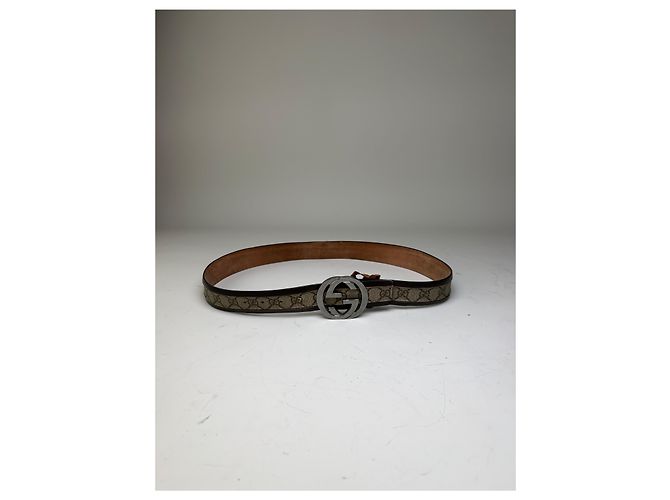 Vintage Gucci GG Supreme Canvas Gürtel Beige Brown Silver - Ansicht 10