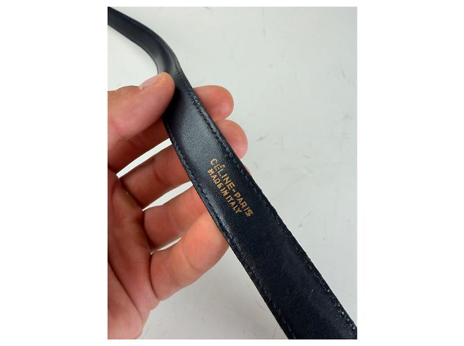 Céline Vintage Celine Ledergürtel Schwarz Goldene Schnalle - Ansicht 6