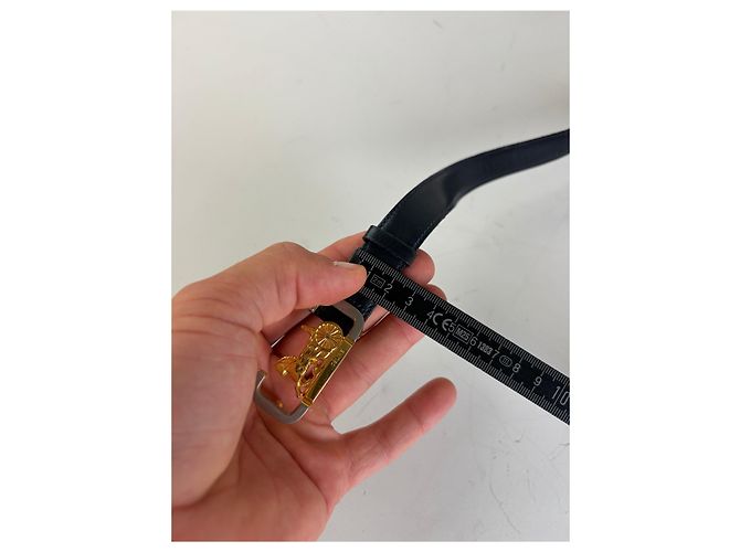 Céline Vintage Celine Ledergürtel Schwarz Goldene Schnalle - Ansicht 8