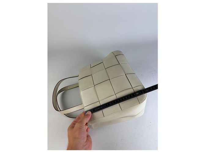 Tote in pelle strutturata Vintage Issey Miyake Cream Beige - vista 10