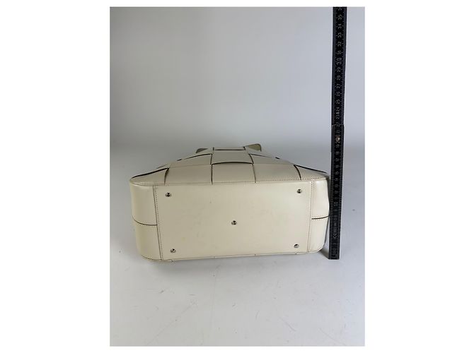 Tote in pelle strutturata Vintage Issey Miyake Cream Beige - vista 11