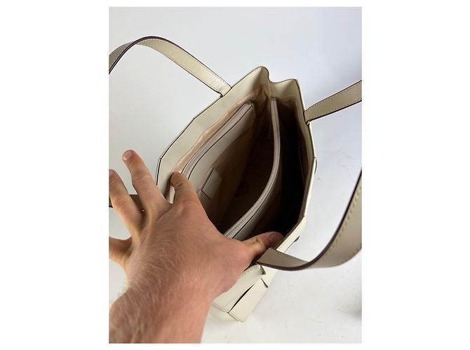 Tote in pelle strutturata Vintage Issey Miyake Cream Beige - vista 3