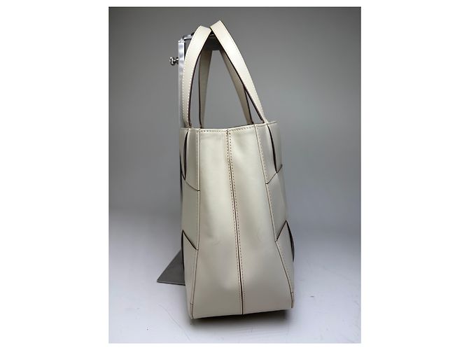 Tote in pelle strutturata Vintage Issey Miyake Cream Beige - vista 6