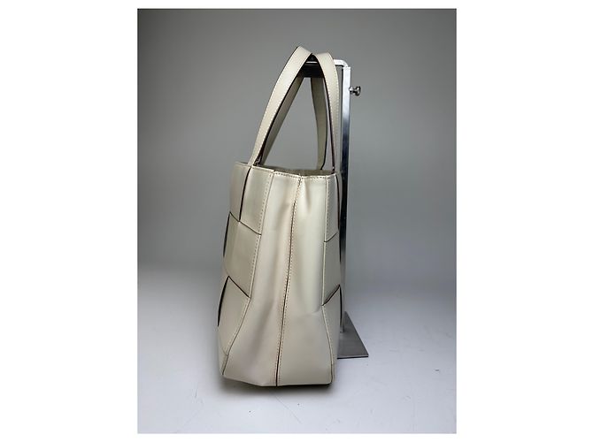 Tote in pelle strutturata Vintage Issey Miyake Cream Beige - vista 7