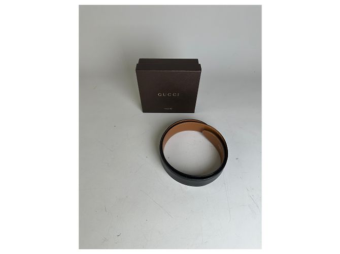 Cinto Vintage Gucci de couro Preto Tan Sem fivela - vista 10