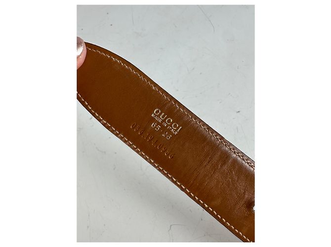 Cinto Vintage Gucci de couro Preto Tan Sem fivela - vista 2