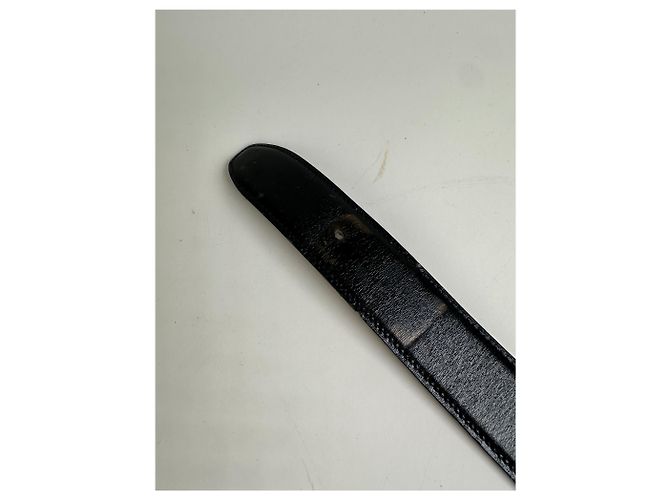 Cinto Vintage Gucci de couro Preto Tan Sem fivela - vista 6