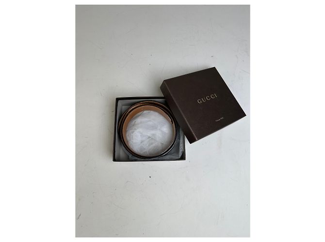 Cinto Vintage Gucci de couro Preto Tan Sem fivela - vista 9