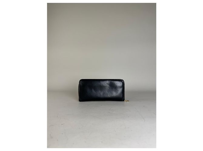 Vintage Loewe Textured Leather Wallet Black Gold Zip - view 2