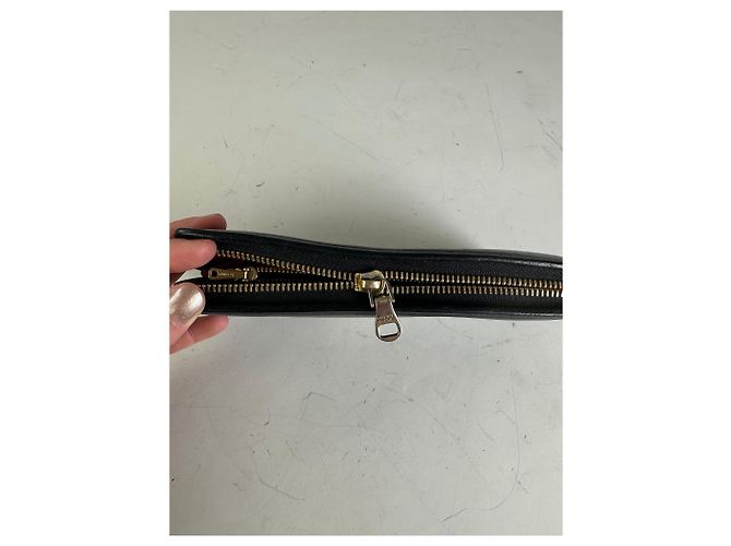 Vintage Loewe Textured Leather Wallet Black Gold Zip - view 6