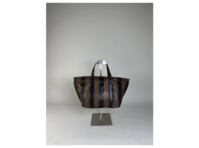 Tote Vintage Fendi Canvas Nero e Marrone - vista 11