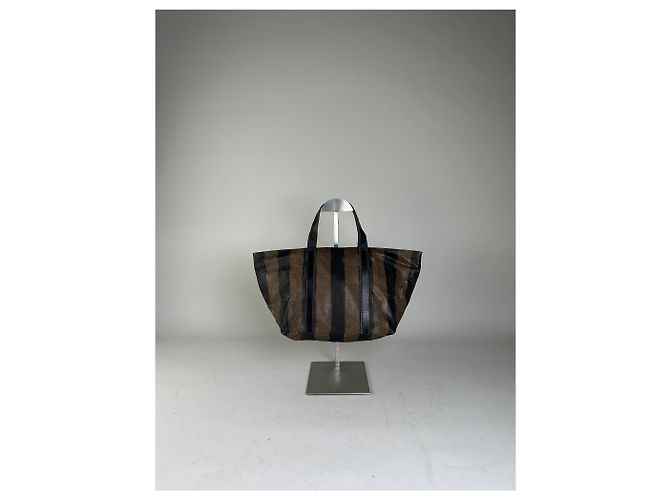 Tote Vintage Fendi Canvas Nero e Marrone - vista 12