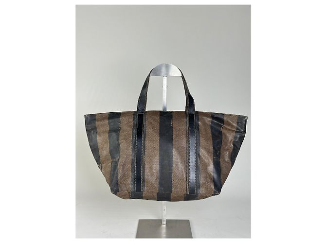 Tote Vintage Fendi Canvas Nero e Marrone - vista 2