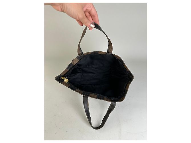 Tote Vintage Fendi Canvas Nero e Marrone - vista 3