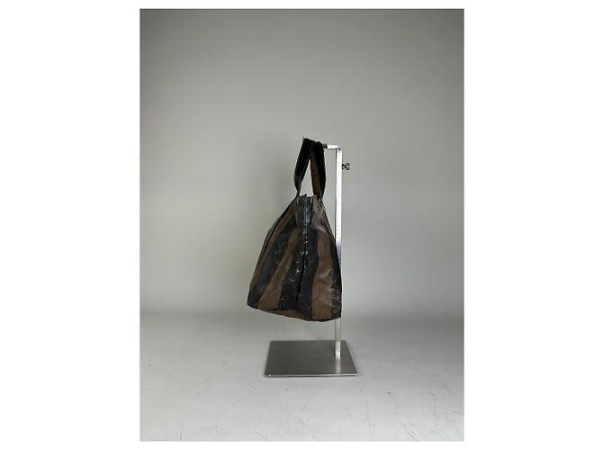 Tote Vintage Fendi Canvas Nero e Marrone - vista 4