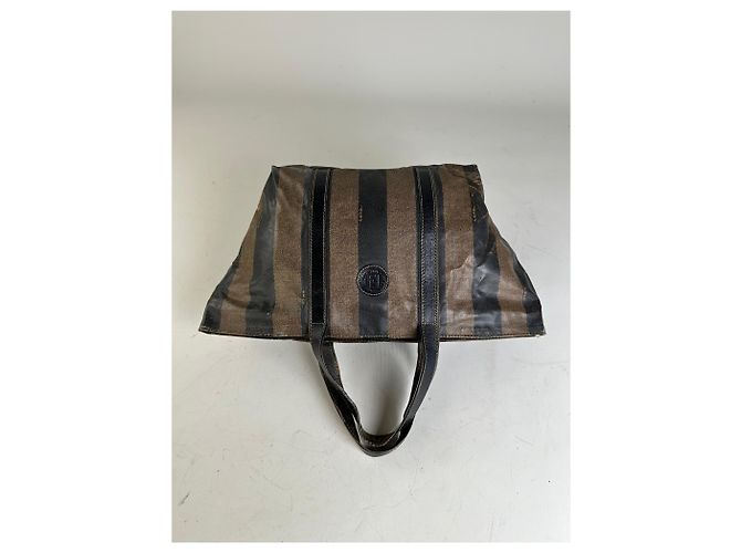 Tote Vintage Fendi Canvas Nero e Marrone - vista 5