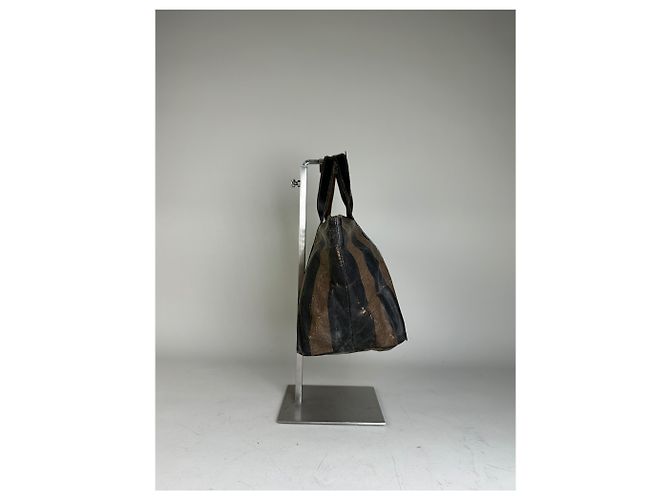 Tote Vintage Fendi Canvas Nero e Marrone - vista 6