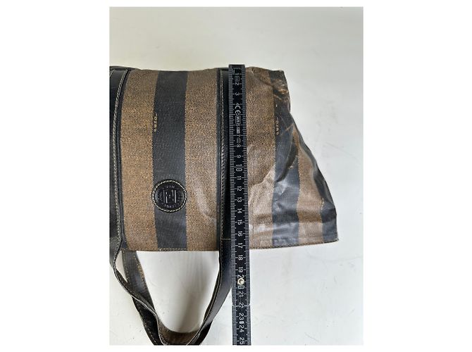 Tote Vintage Fendi Canvas Nero e Marrone - vista 8