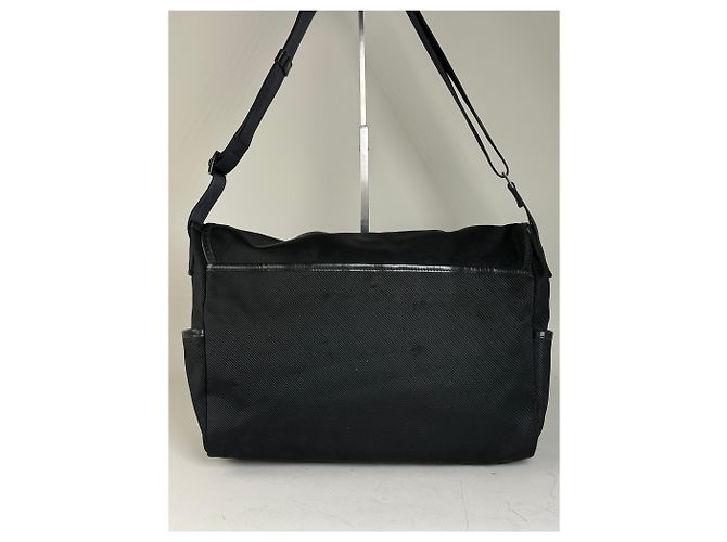 Vintage Burberry Nylon Schultertasche Schwarz Silber - Ansicht 15