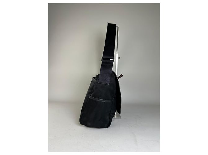 Vintage Burberry Nylon Schultertasche Schwarz Silber - Ansicht 4