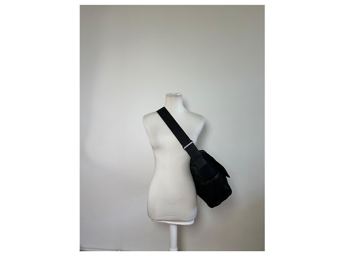 Vintage Burberry Nylon Schultertasche Schwarz Silber - Ansicht 6