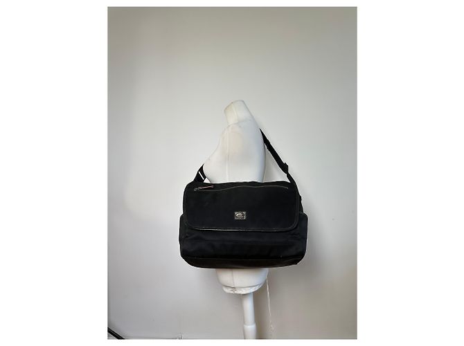 Vintage Burberry Nylon Schultertasche Schwarz Silber - Ansicht 8