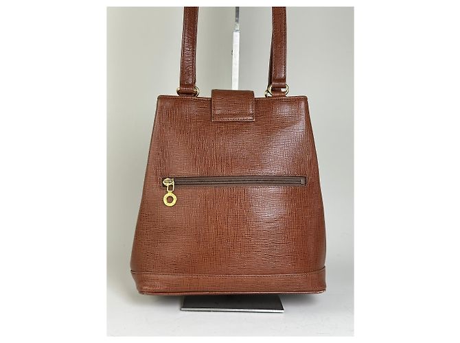 Vintage Courreges Schultertasche aus strukturiertem Leder Rust Gold Rot - Ansicht 15