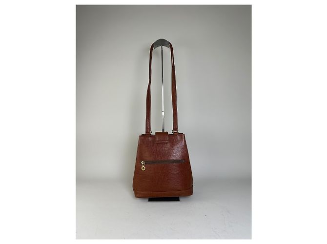 Vintage Courreges Schultertasche aus strukturiertem Leder Rust Gold Rot - Ansicht 2