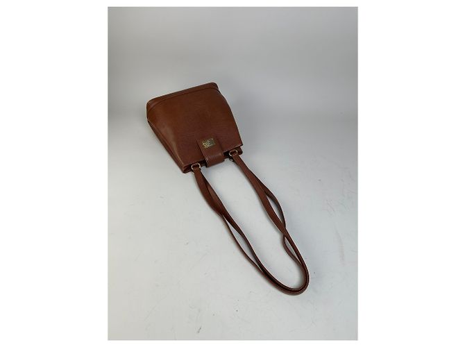 Vintage Courreges Schultertasche aus strukturiertem Leder Rust Gold Rot - Ansicht 7