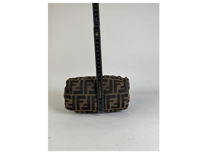 Mini Tote Vintage Fendi FF Monogram de Nylon Brown Beige Castaño - vista 10