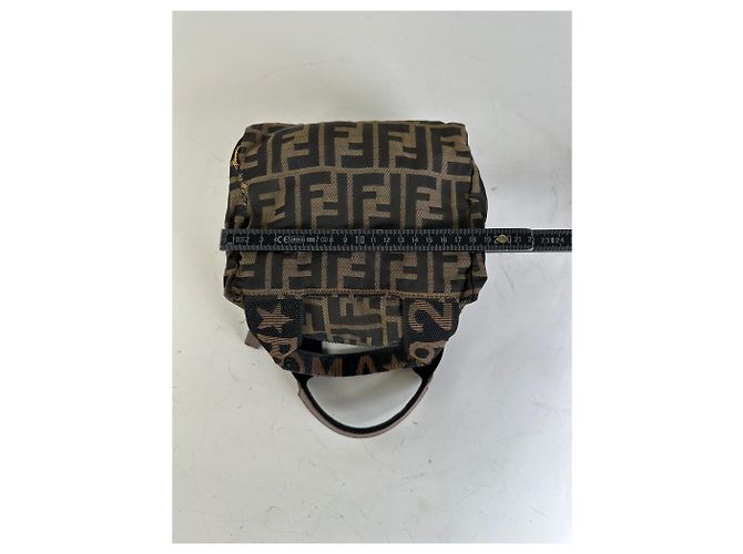 Mini Tote Vintage Fendi FF Monogram de Nylon Brown Beige Castaño - vista 11