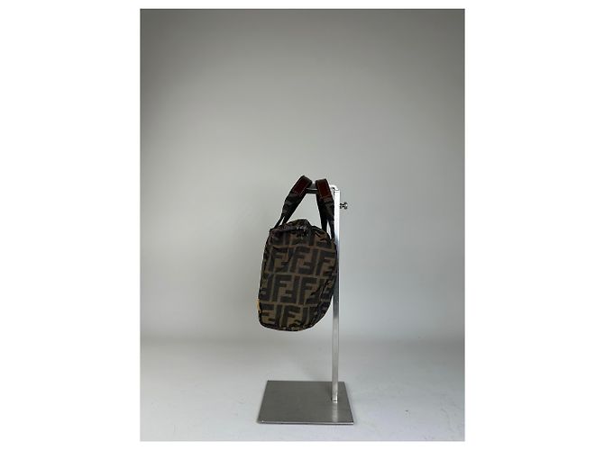Mini Tote Vintage Fendi FF Monogram de Nylon Brown Beige Castaño - vista 4