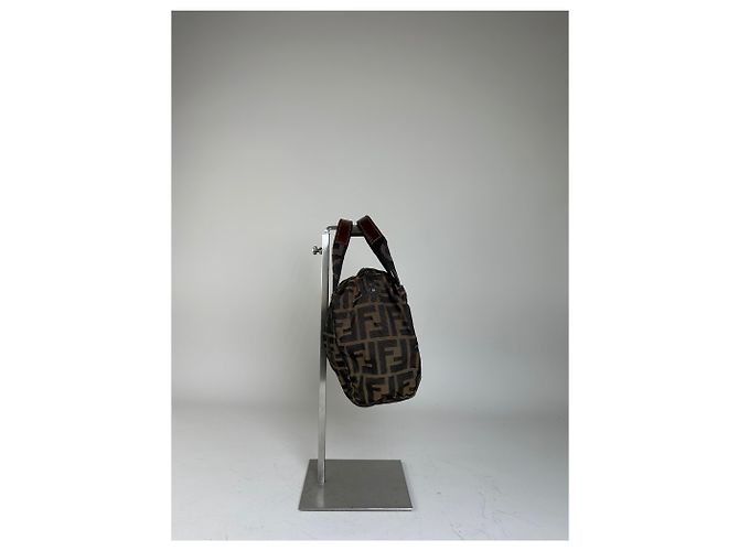 Mini Tote Vintage Fendi FF Monogram de Nylon Brown Beige Castaño - vista 6