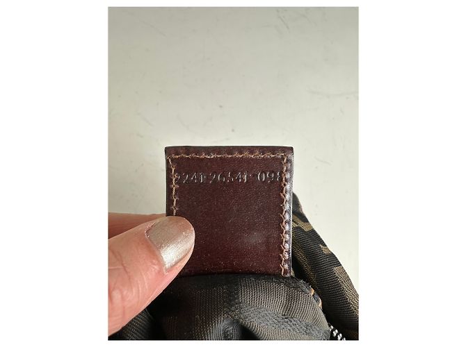 Mini Tote Vintage Fendi FF Monogram de Nylon Brown Beige Castaño - vista 7