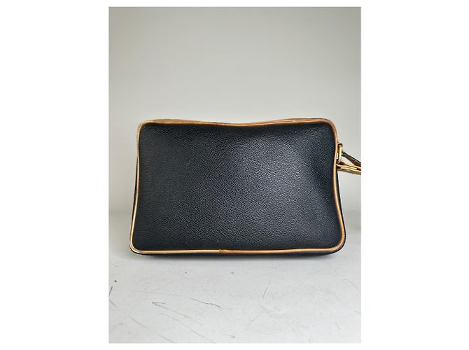 Clutch Vintage Givenchy in pelle martellata Nero Beige Oro - vista 13