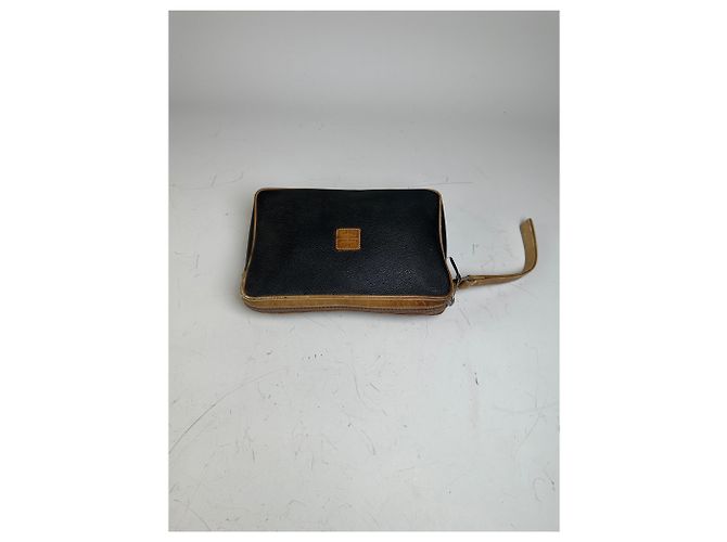 Clutch Vintage Givenchy in pelle martellata Nero Beige Oro - vista 7