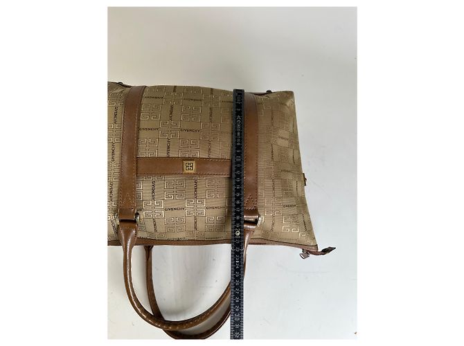 Vintage Givenchy 4G Logo Canvas Tote Beige Brown Gold - Ansicht 10